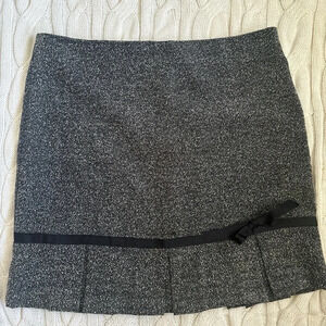 Grey pleated mini skirt with black ribbon detail size large
